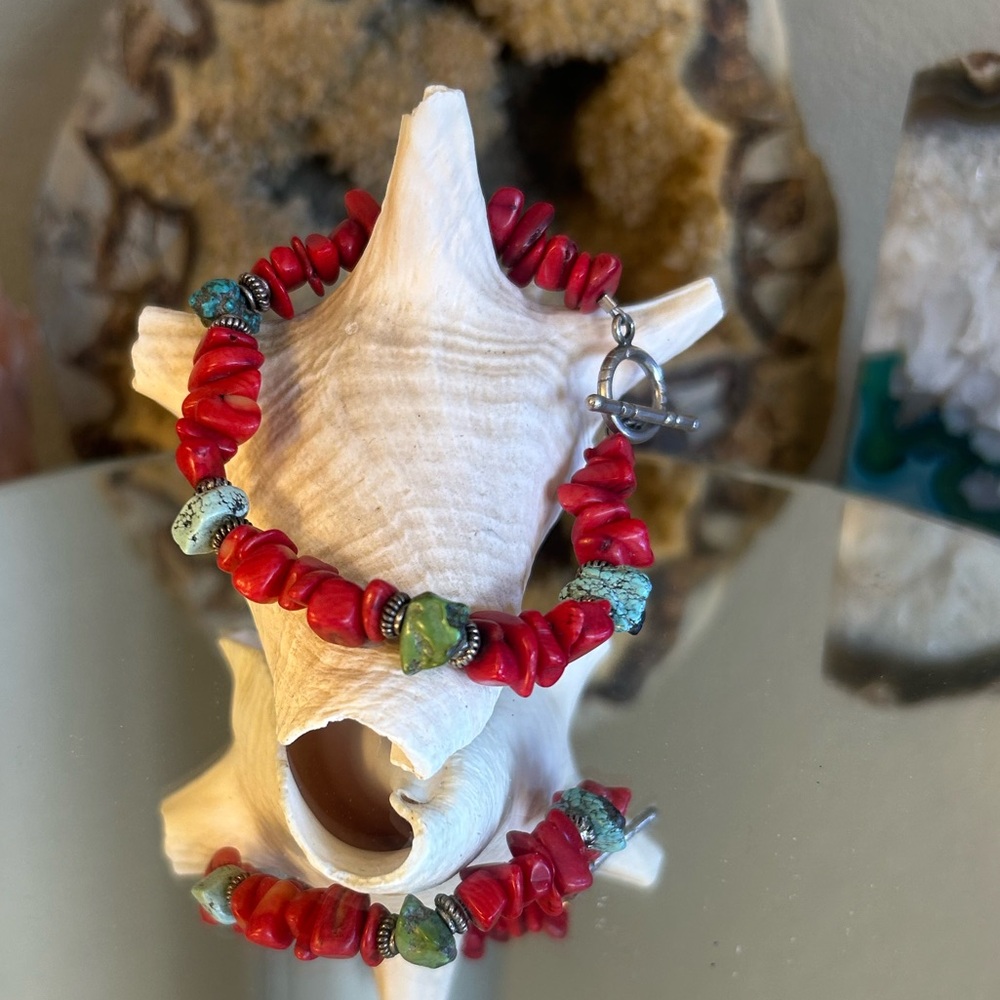 Turquoise and coral Bracelet